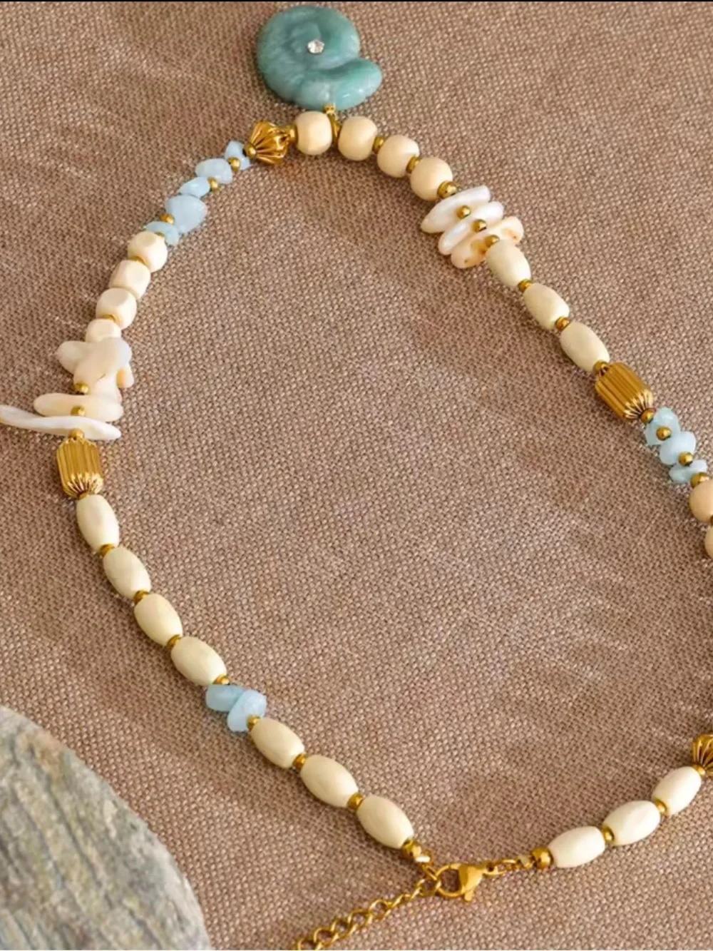 Aqua Couture Pendant Beaded Necklace